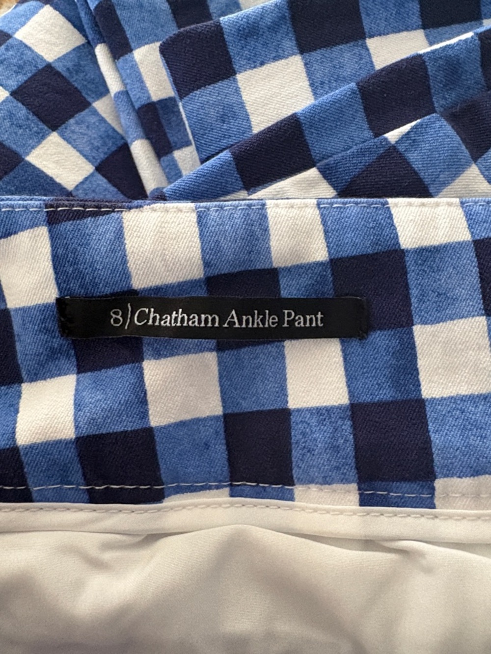 TALBOTS Chatham Gingham Ankle Pants in Navy / White Size 8 — SUMMER STAPLE! - Picture 9 of 9
